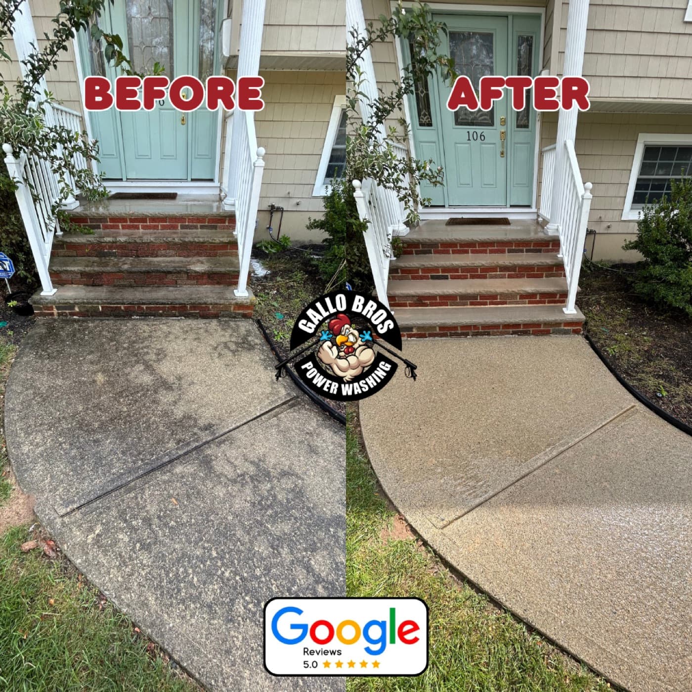 Power Washing before and after by Gallo Bros in North Jersey