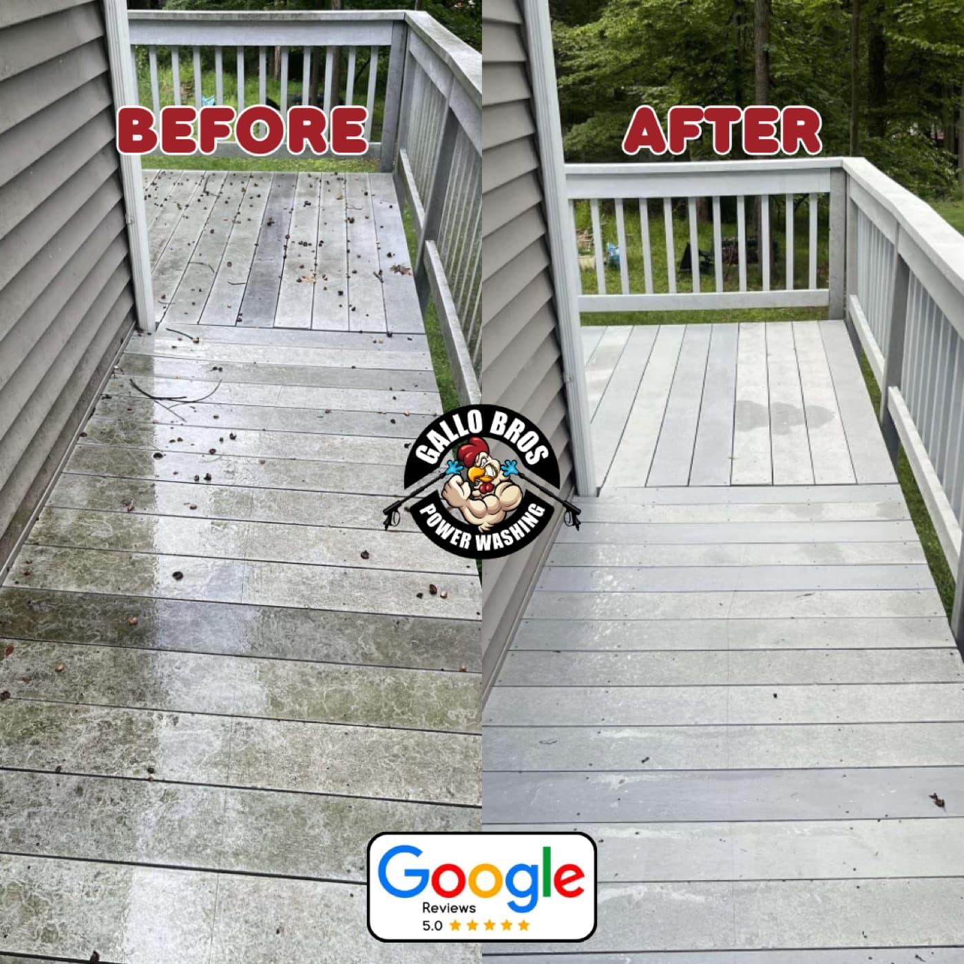 Deck & Fence Cleaning before and after by Gallo Bros in North Jersey