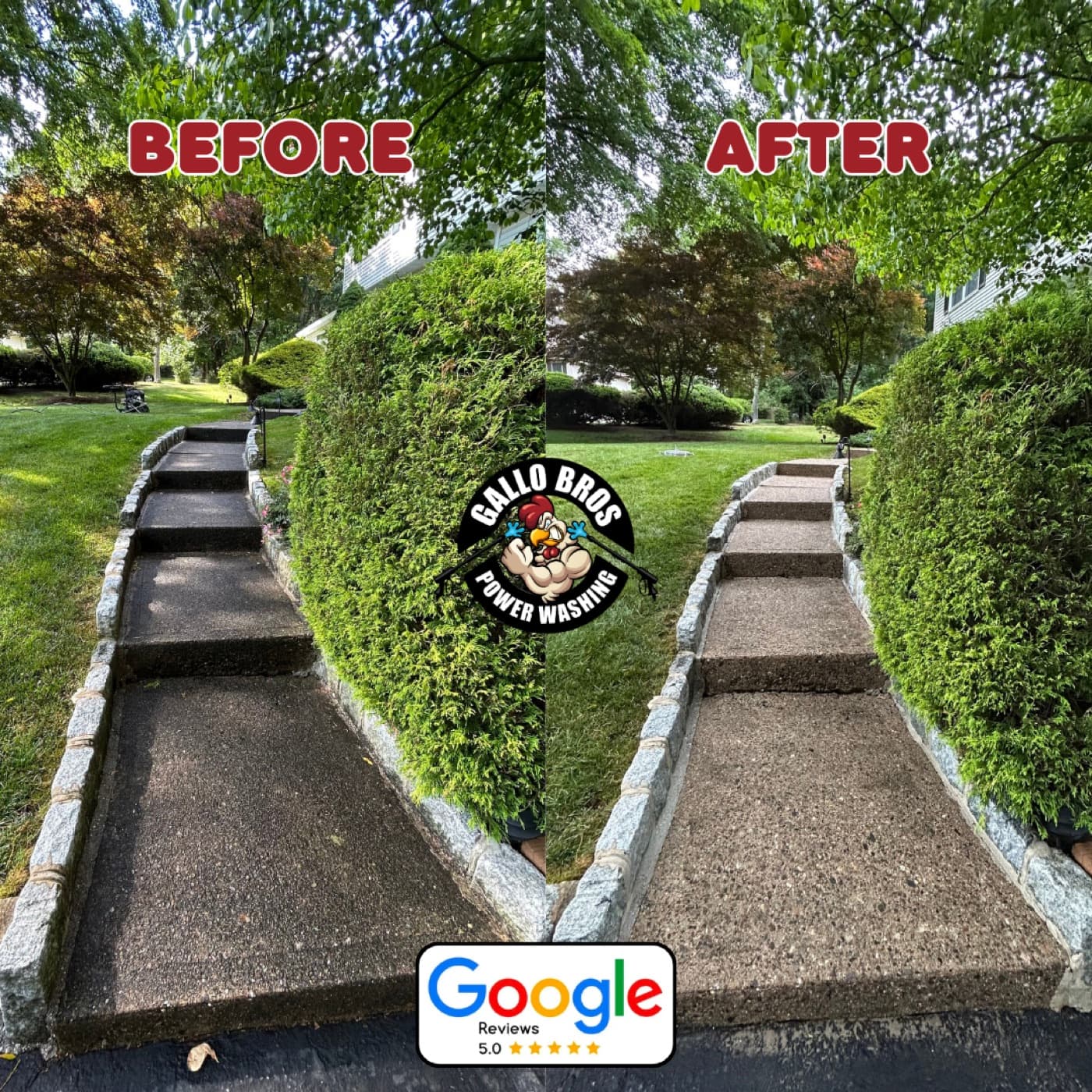 Power Washing before and after by Gallo Bros in North Jersey