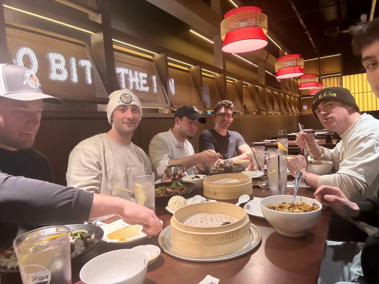 The crew at a team dinner